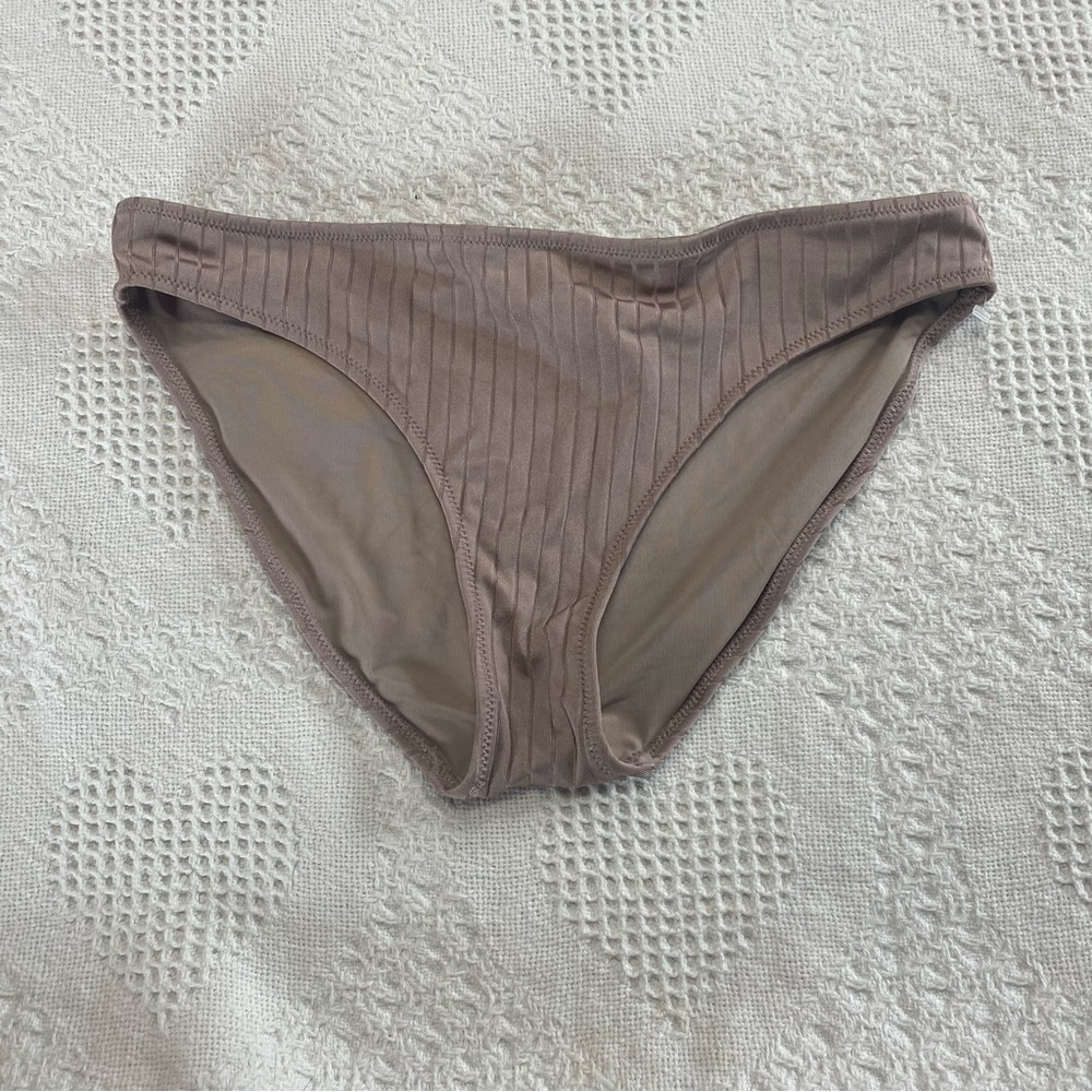 Aerie Brown Ribbed Bikini Bottoms (M)